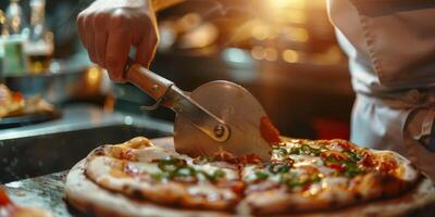 chefe de cozinha fazer pizza fechar-se foto