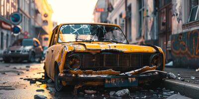 quebrado carro dentro a acidente foto