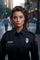 policial em uma cidade rua retrato foto