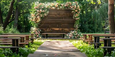 Casamento flor arco dentro natureza foto