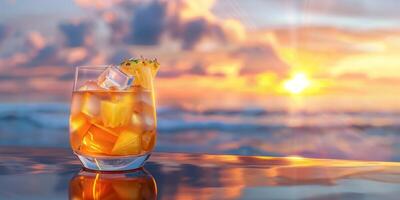 exótico fruta coquetéis em a de praia foto