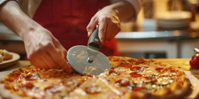 chefe de cozinha faz pizza foto