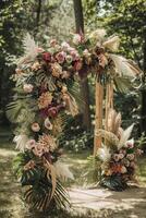 floral Casamento arco dentro natureza foto