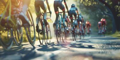 ciclistas com profissional corrida Esportes engrenagem equitação foto