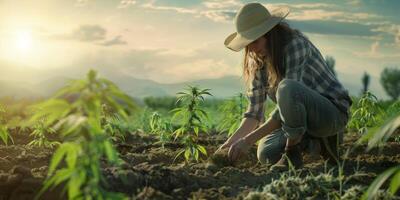 mulher crescendo cannabis foto