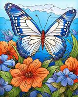 borboleta coloração página para adultos foto