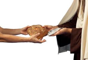 Jesus dá pão e peixe foto