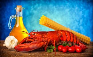 receita do lagosta com Macarrão espaguete achatado foto
