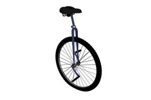 3d Renderização bicicleta monociclo, circo equipamento conceito foto
