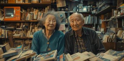 Como elas embarcar em seus Próximo capítulo a idosos casal senta no meio pilhas do recordações levando seus Tempo para cuidadosamente ordenar e acalentar cada 1 foto