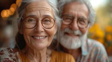 uma feliz par do aposentados sorrindo e brincadeira Como elas conquistar uma complicado gramática regra dentro seus língua estudos foto