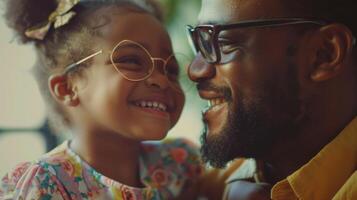 uma pai tocam vestir-se com dele filha encorajando dela criatividade e imaginação enquanto quebra gênero normas do Rapazes só Atividades foto