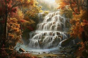 lindo majestoso cascata dentro natural natureza, nacional parque atração foto