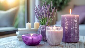 a calmante odor do lavanda preenche a ar adicionando para a luxuoso atmosfera foto