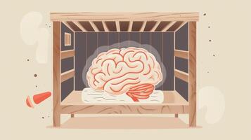 a ilustração do uma cérebro em repouso dentro uma sauna com a mensagem este calor terapia pode melhorar cérebro função e Socorro com mental clareza. foto