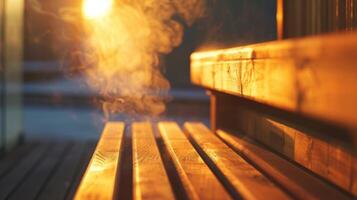 a calor a partir de a sauna ajuda para liberação endorfina promovendo uma sentido do bem estar e aumentado mental foco. foto