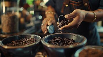 a barista ações seus conhecimento e paixão para café oferta intuições para dentro a história e Produção do cada ilha preparar foto