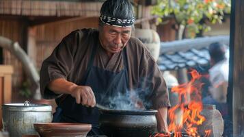 a demonstração Além disso inclui uma demonstração do tradicional cozinhando ods tal Como grelhar sobre a aberto chama ou usando uma argila Panela foto