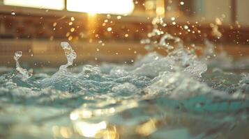 a revigorante sentindo-me do pulando para dentro uma congelando frio piscina depois de uma quente sauna seguido de uma pressa do calor e satisfação. foto