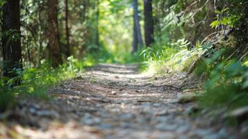 uma cênico caminhada trilha oferta a oportunidade para apreciar natureza e pegue alguns exercício enquanto noivando dentro introspecção foto