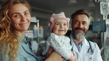 recém-nascido bebê recebendo primeiro abraçar dentro hospital quarto foto