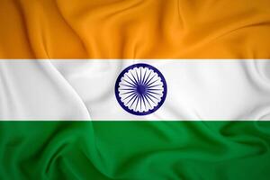 Índia bandeira fundo. tecido textura do a bandeira do Índia foto