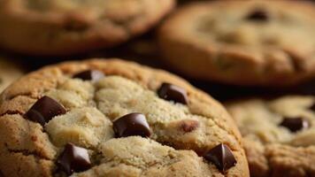 uma pilha do chocolate lasca biscoitos com chocolate salgadinhos foto