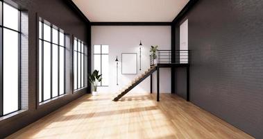 o interior, design de interiores moderno em estilo loft. Renderização 3d foto