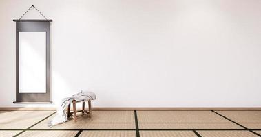 design de interiores do japão, sala de estar moderna. Ilustração 3D, renderização em 3D