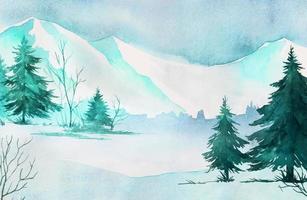 azul esverdeado maravilhoso inverno neve montanha cor pastel com árvore natural congelada.