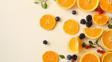 topo Visão fundo com tangerinas e laranja frutas foto