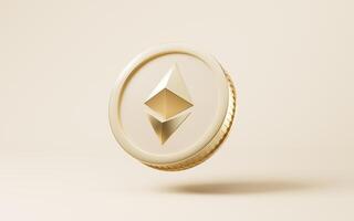 eth ouro moeda com criptomoeda conceito, 3d Renderização. foto