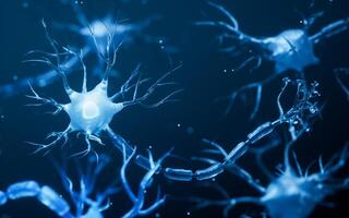 biologia nervo célula com biomedicina conceito, 3d Renderização. foto