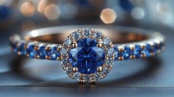 azul safira anel foto