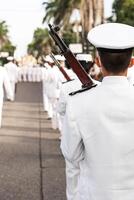 corp do marinho dentro uma parada patriota do Honduras. setembro 15 independência conceito. foto