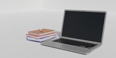 Laptop de renderização 3D com vários objetos adequados para projetos de maquete e anúncios foto