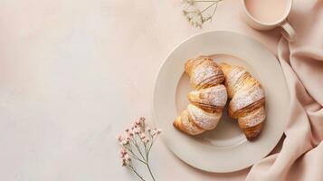 topo Visão fundo com uma variedade do padaria produtos e pão foto