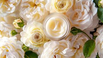 face creme hidratante Como cuidados com a pele e cuidados com o corpo produtos com flores fundo, spa e orgânico beleza cosméticos para natural pele Cuidado rotina foto