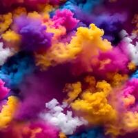 desatado padronizar com textura do rosa, amarelo, azul, branco fumaça, névoa, nuvens foto
