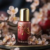 vermelho Rosa manicure unha polonês tratamento beleza, ai foto