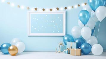 azul balão aniversário festa quadro, ai foto