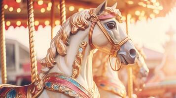 carrossel cavalo dentro diversão parque carnaval, ai foto