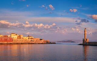 pitoresco velho porta do chania, Creta ilha. Grécia foto