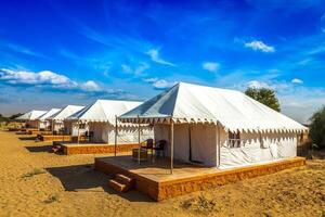 barraca acampamento dentro thar deserto. jaisalmer, rajastão, Índia. foto