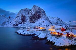 hamnoy pescaria Vila em lofoten ilhas, Noruega foto