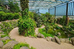 a frio casa estufa fria é uma estufa com jardins, lagoas, plantas e árvores dentro Lisboa, Portugal foto