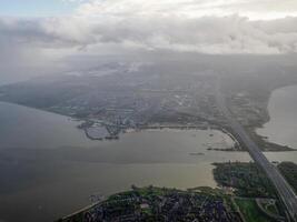 Rotterdam norte mar aéreo Países Baixos Holanda panorama a partir de avião antes aterrissagem para amsterdam scipol aeroporto panorama foto