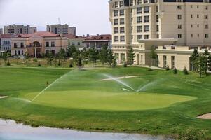 manhã panorama às uma golfe clu foto