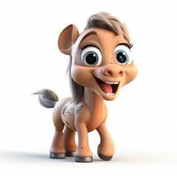 adorável bebê cavalo com uma estilo pixar sorrir e grande olhos foto