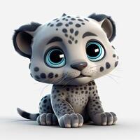 adorável bebê jaguar com uma estilo pixar sorrir e grande olhos foto